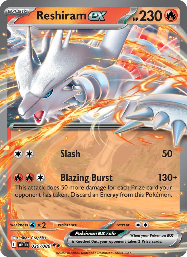 Reshiram ex Holo 020/86 White Flare Pokémon Card