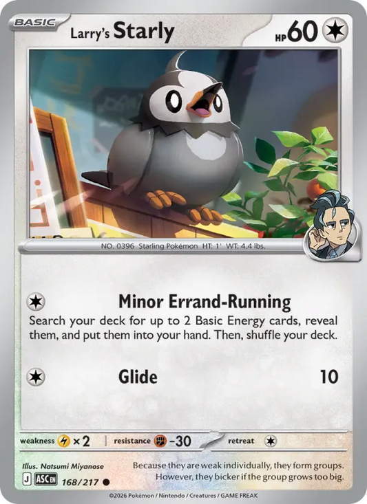 Larry's Starly Reverse Holo 168/217 Ascended Heroes Pokémon Card