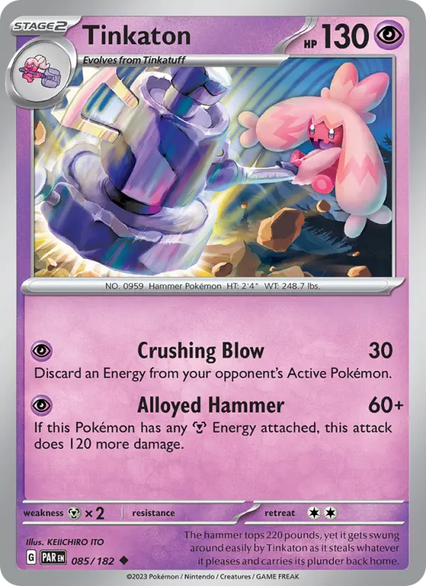 Tinkaton Reverse Holo 085/182 Paradox Rift Pokémon Card