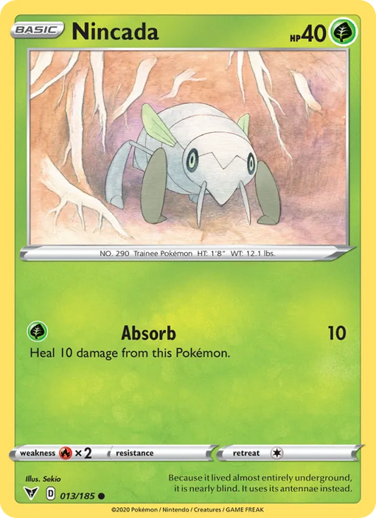 Nincada Normal 013/185 Vivid Voltage Pokémon Card