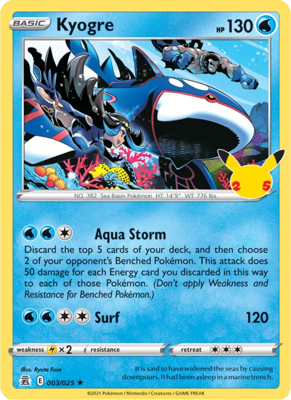 Kyogre Holo 003/25 Celebrations Pokémon Card