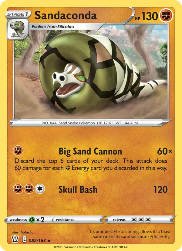 Sandaconda Reverse Holo 082/163 Battle Styles Pokémon Card