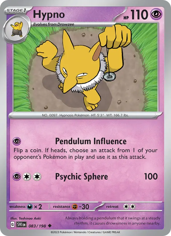 Hypno Non-Foil 083/198 Scarlet & Violet Pokémon Card