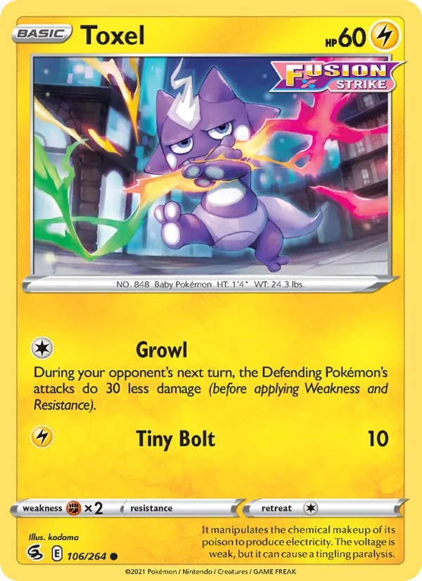 Toxel Reverse Holo 106/264 Fusion Strike Pokémon Card