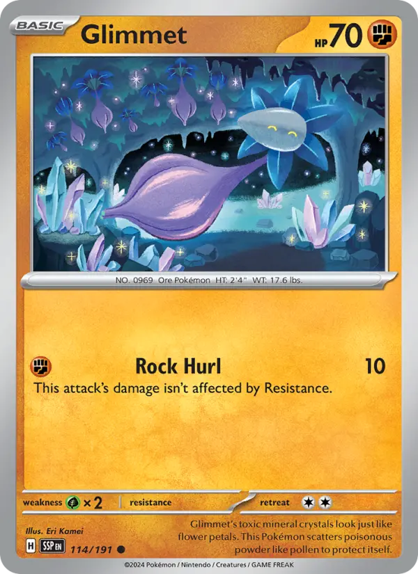 Glimmet Reverse Holo 114/191 Surging Sparks Pokémon Card