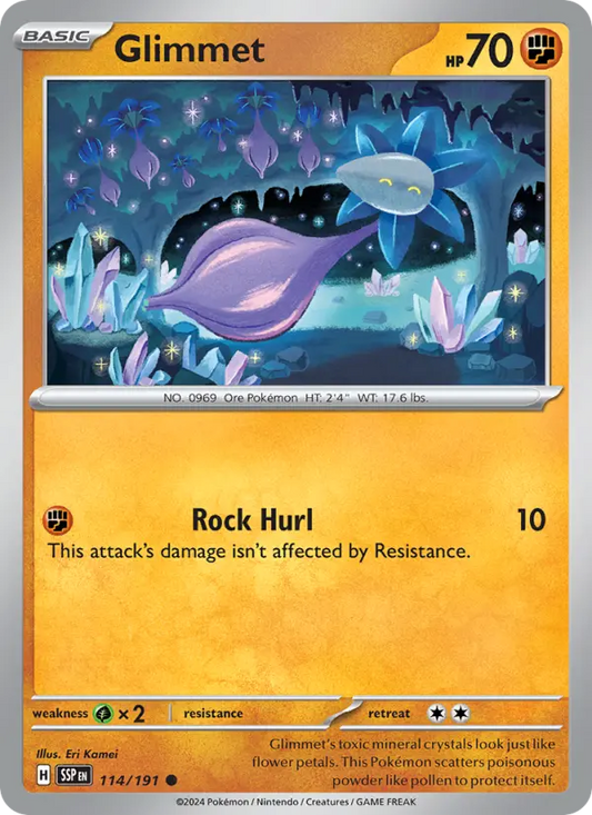 Glimmet Reverse Holo 114/191 Surging Sparks Pokémon Card