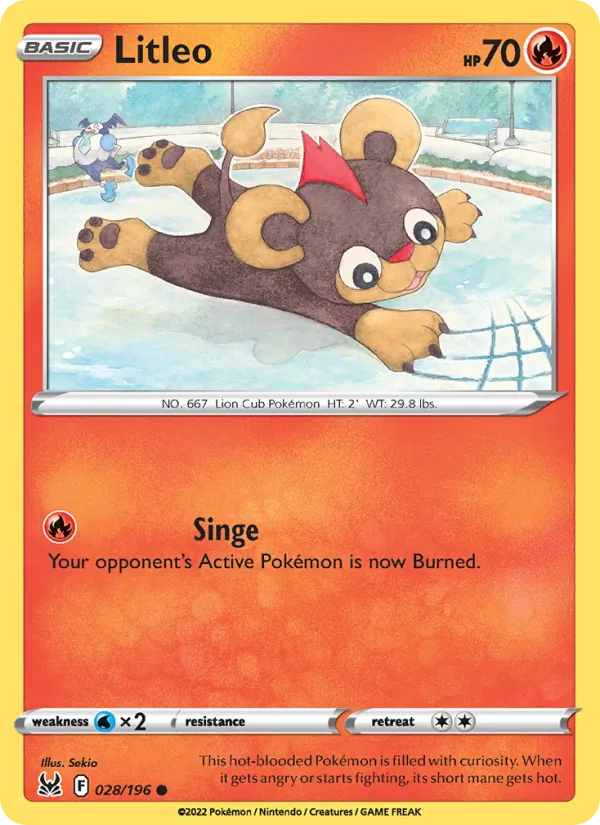 Litleo Reverse Holo 028/196 Lost Origin Pokémon Card