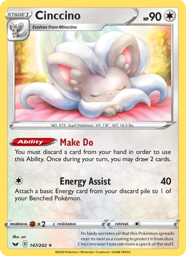 Cinccino Reverse Holo 147/202 Sword & Shield Pokémon Card
