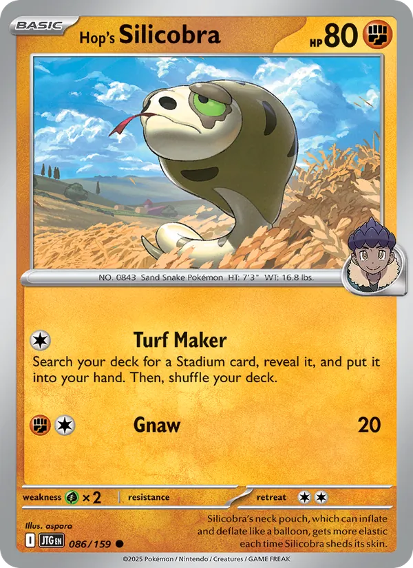Hop's Silicobra Normal 086/159 Journey Together Pokémon Card