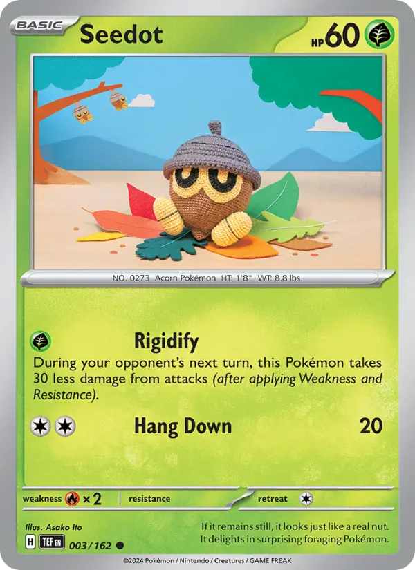Seedot Reverse Holo 003/162 Temporal Forces Pokémon Card