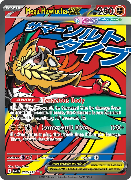 Mega Hawlucha ex Holo 268/217 Ascended Heroes Pokémon Card