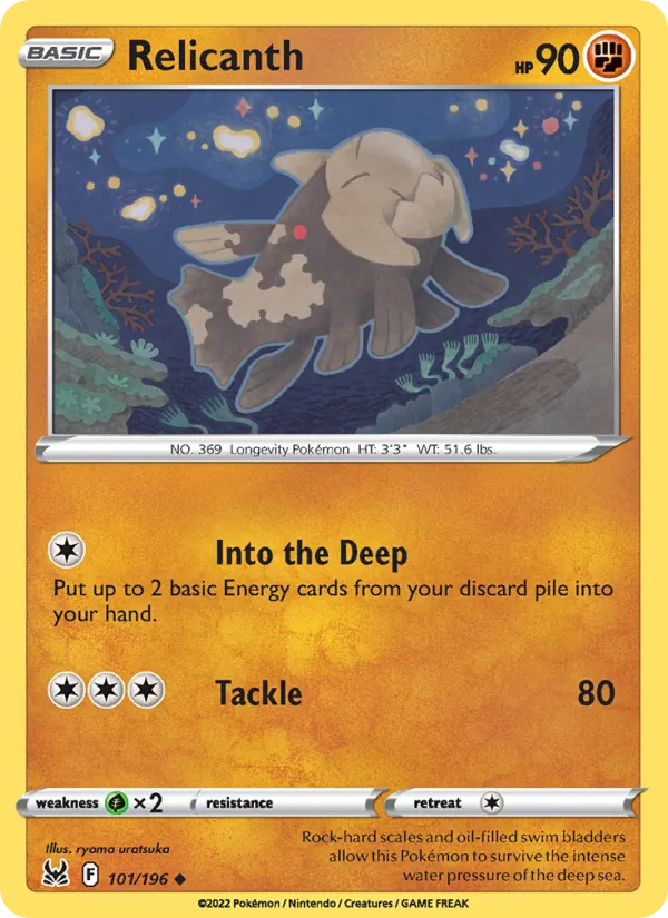 Relicanth Reverse Holo 101/196 Lost Origin Pokémon Card