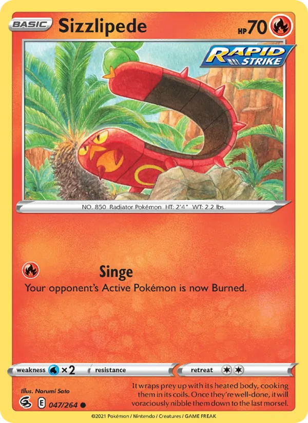 Sizzlipede Reverse Holo 047/264 Fusion Strike Pokémon Card