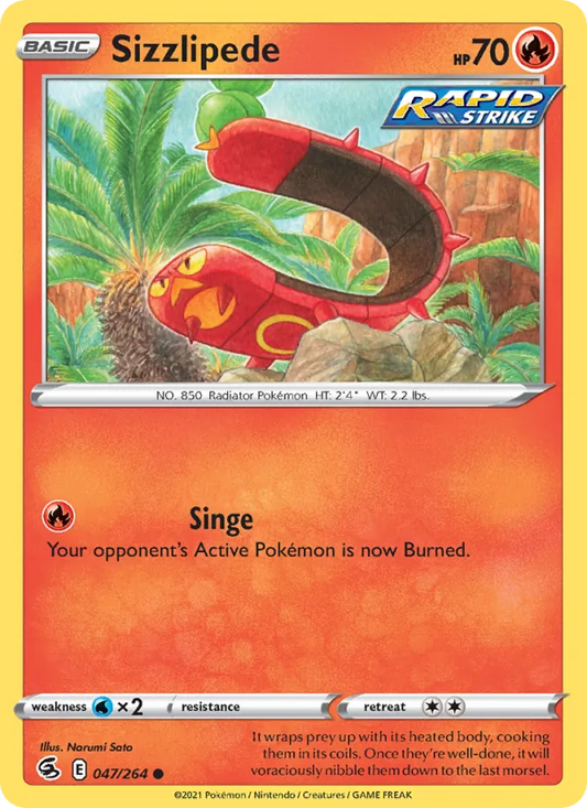 Sizzlipede Reverse Holo 047/264 Fusion Strike Pokémon Card