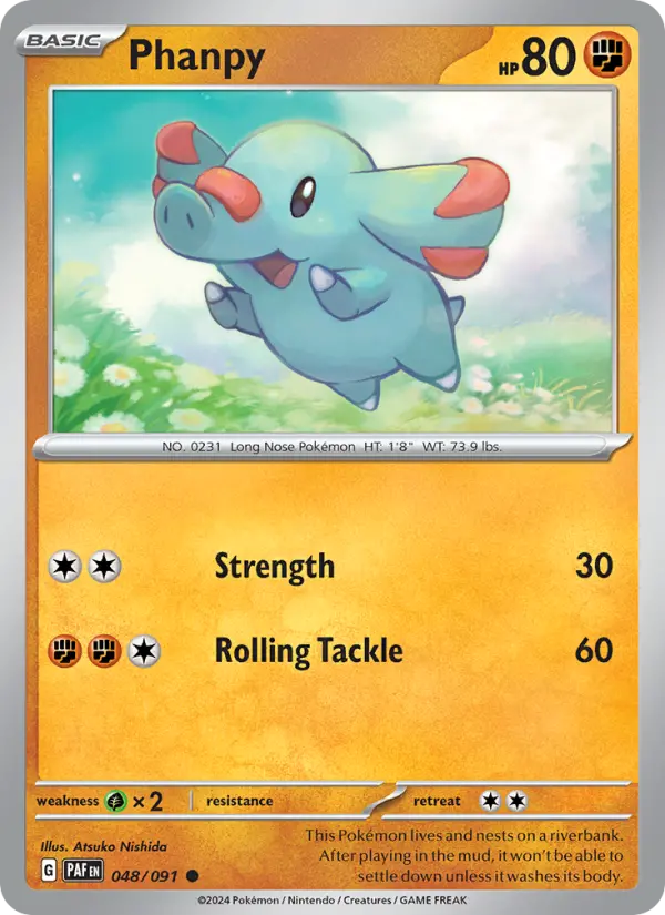 Phanpy Reverse Holo 048/91 Paldean Fates Pokémon Card