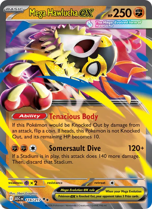 Mega Hawlucha ex Holo 116/217 Ascended Heroes Pokémon Card