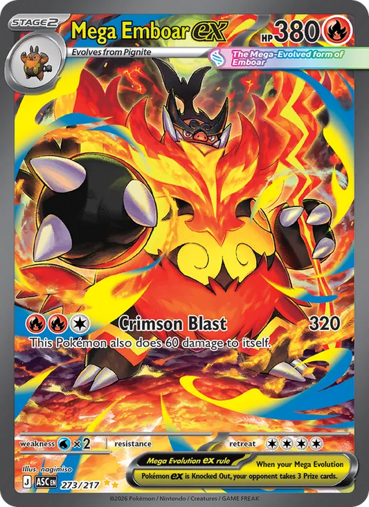 Mega Emboar ex Holo 273/217 Ascended Heroes Pokémon Card