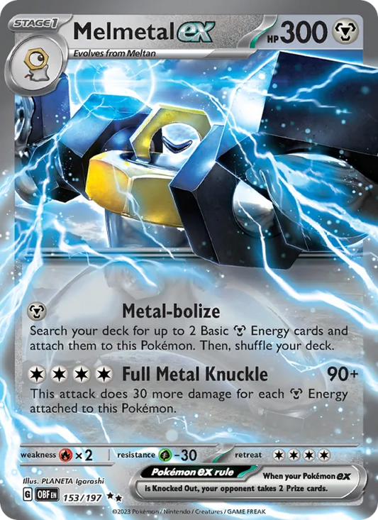 Melmetal ex Holo 153/197 Obsidian Flames Pokémon Card