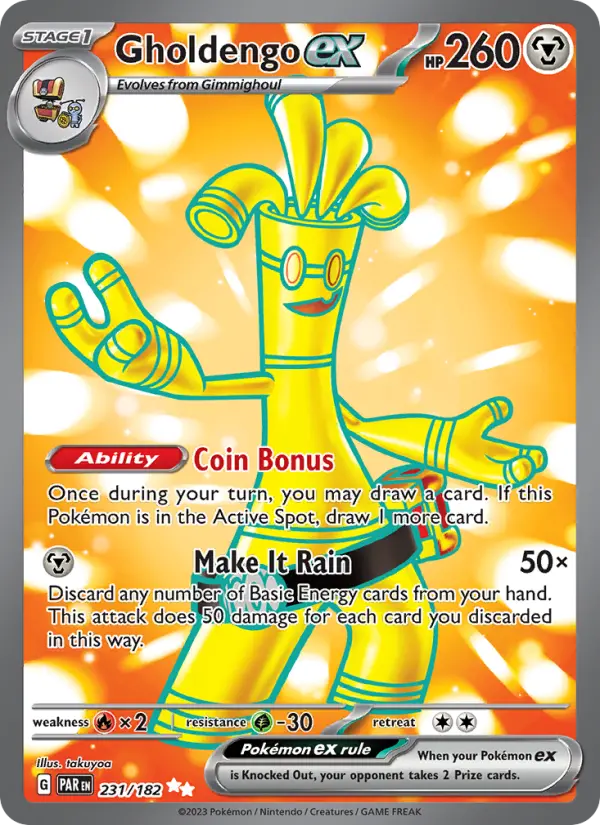 Gholdengo ex Holo 231/182 Paradox Rift Pokémon Card