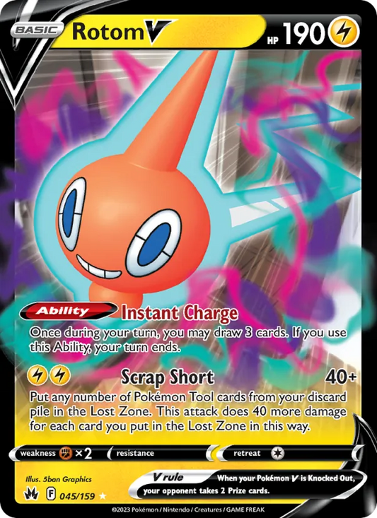 Rotom V Holo 045/159 Crown Zenith Pokémon Card