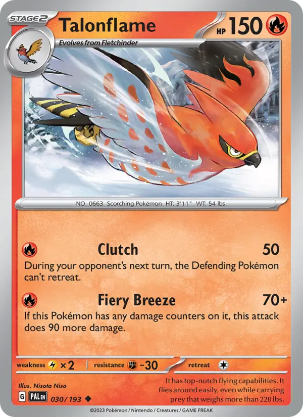 Talonflame Non-Foil 030/193 Paldea Evolved Pokémon Card