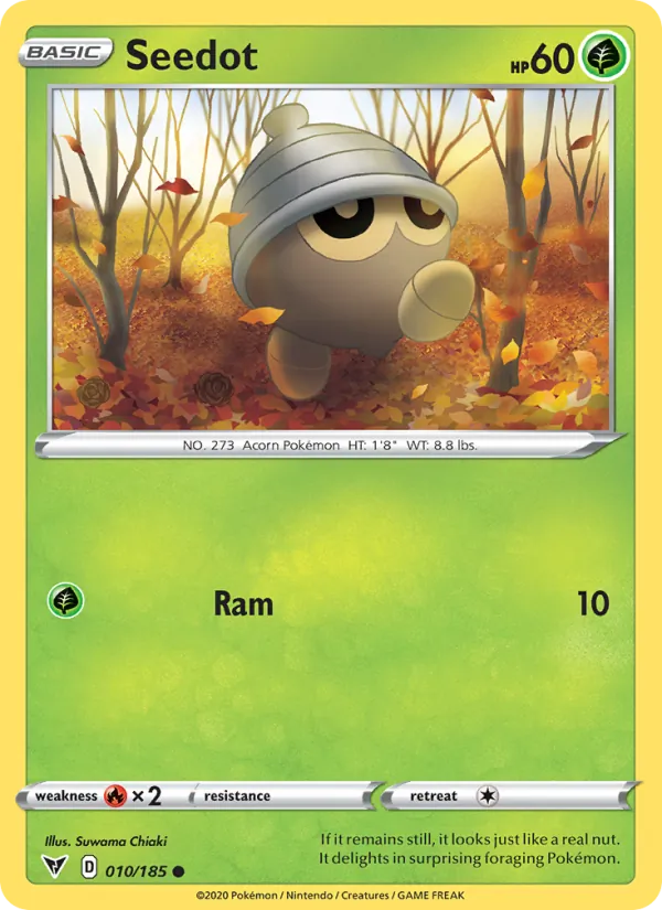 Seedot Reverse Holo 010/185 Vivid Voltage Pokémon Card