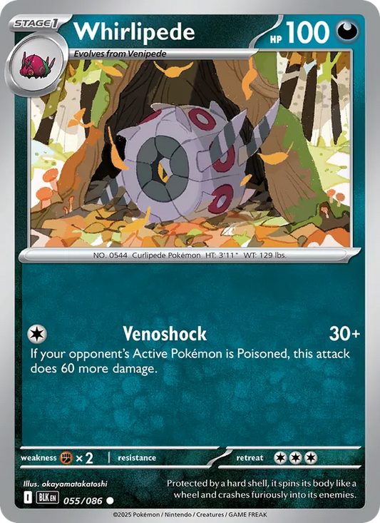 Whirlipede Normal 055/86 Black Bolt Pokémon Card
