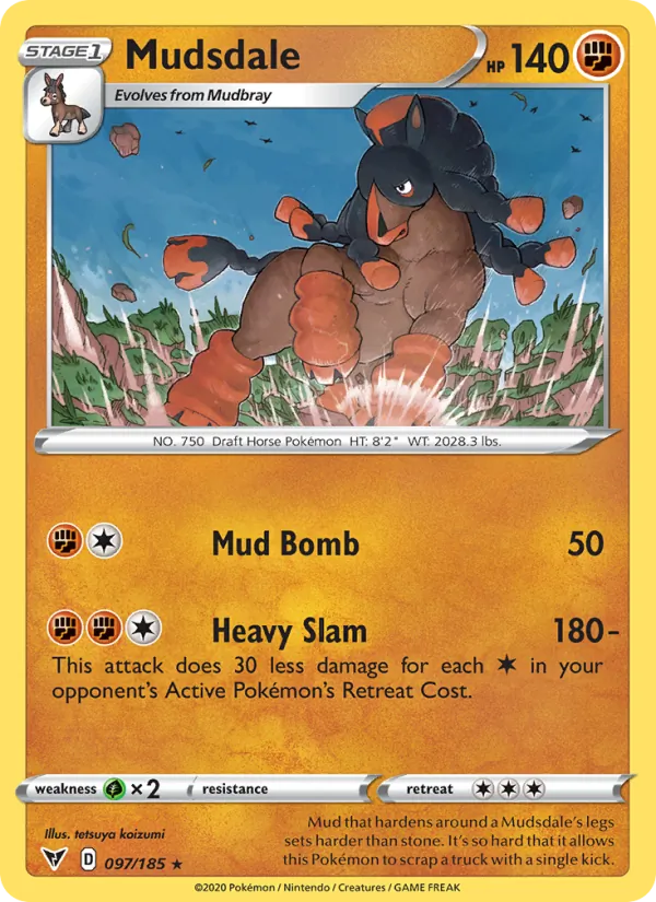 Mudsdale Reverse Holo 097/185 Vivid Voltage Pokémon Card