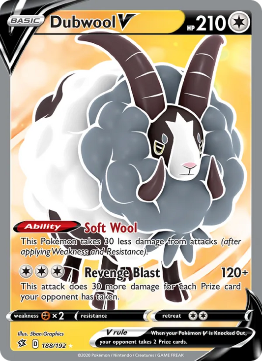 Dubwool V Holo 188/192 Rebel Clash Pokémon Card