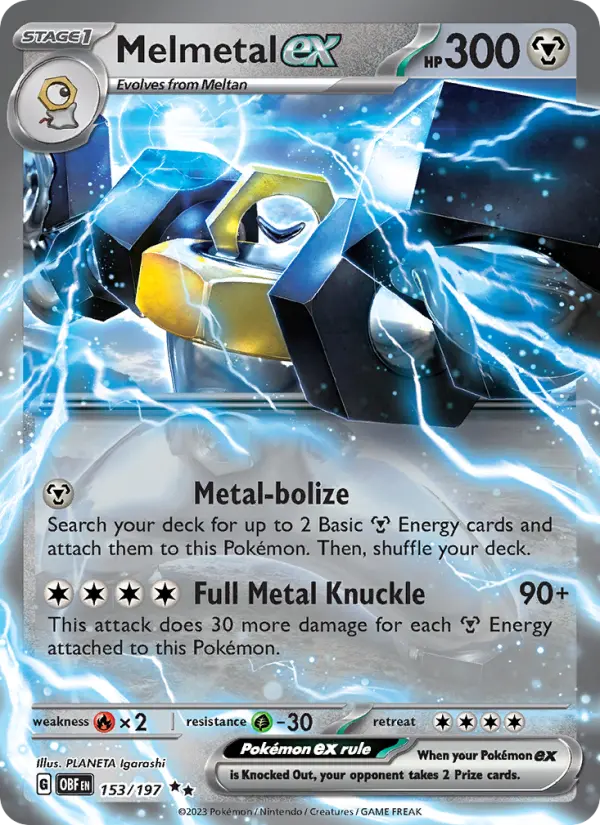 Melmetal ex Holo 153/197 Obsidian Flames Pokémon Card