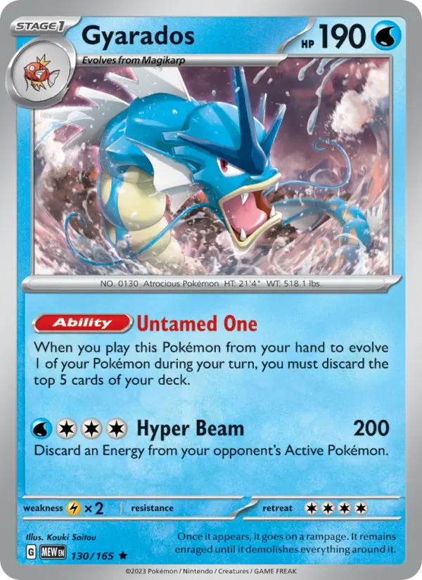 Gyarados Reverse Holo 130/165 151 Pokémon Card