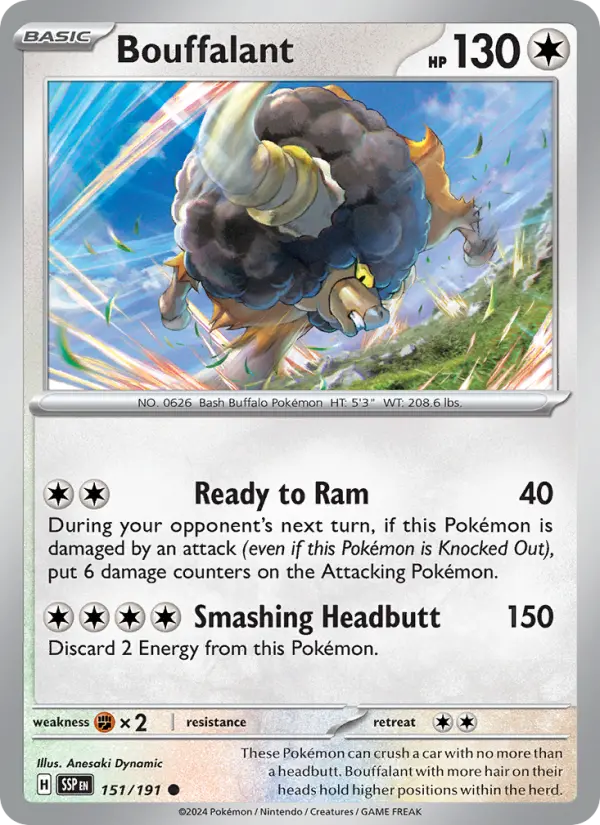 Bouffalant Reverse Holo 151/191 Surging Sparks Pokémon Card