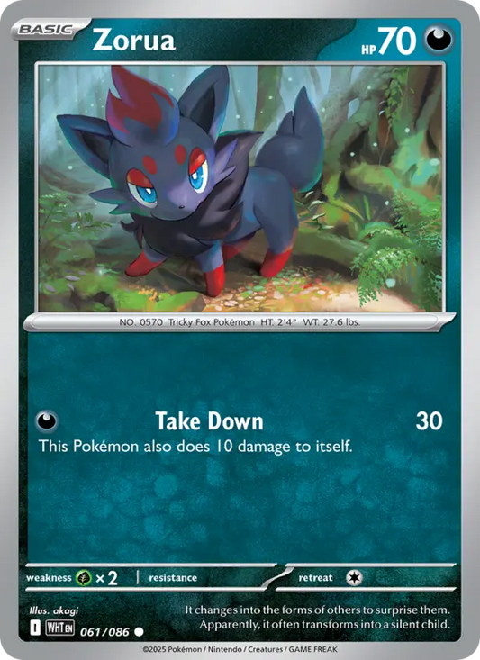 Zorua Reverse Holo 061/86 White Flare Pokémon Card