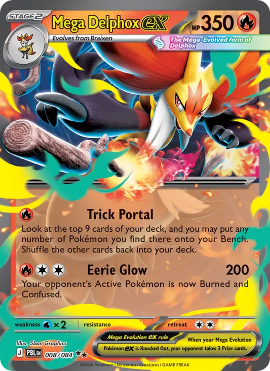 Mega Delphox ex Holo 008/84 Pitch Black Pokémon Card
