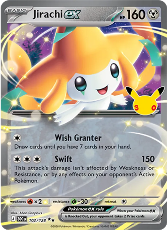 Jirachi ex Normal 102/128 30th Celebration Pokémon Card