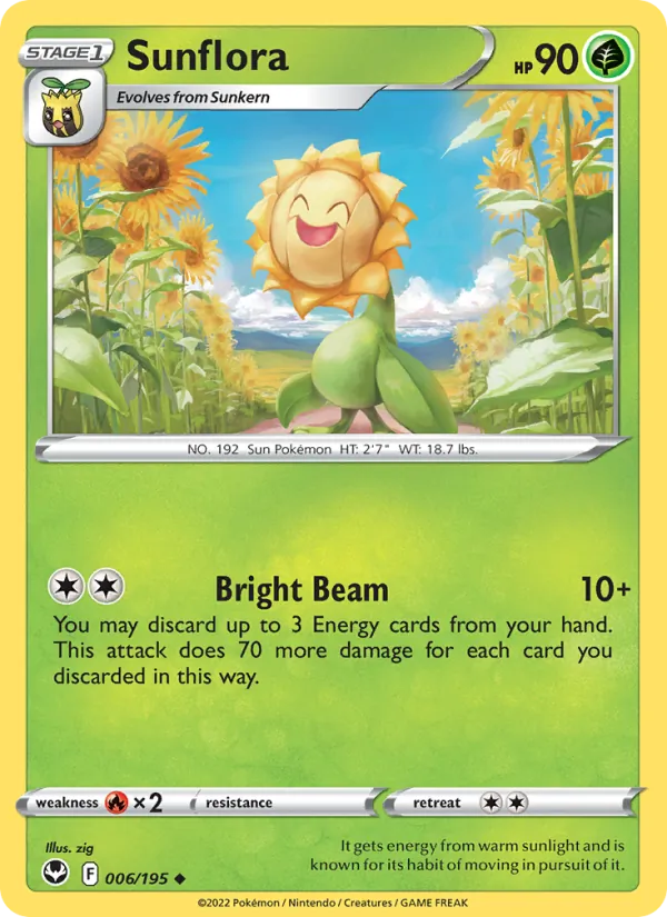 Sunflora Reverse Holo 006/195 Silver Tempest Pokémon Card