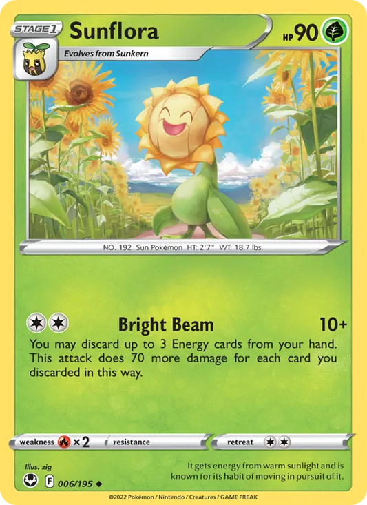 Sunflora Reverse Holo 006/195 Silver Tempest Pokémon Card