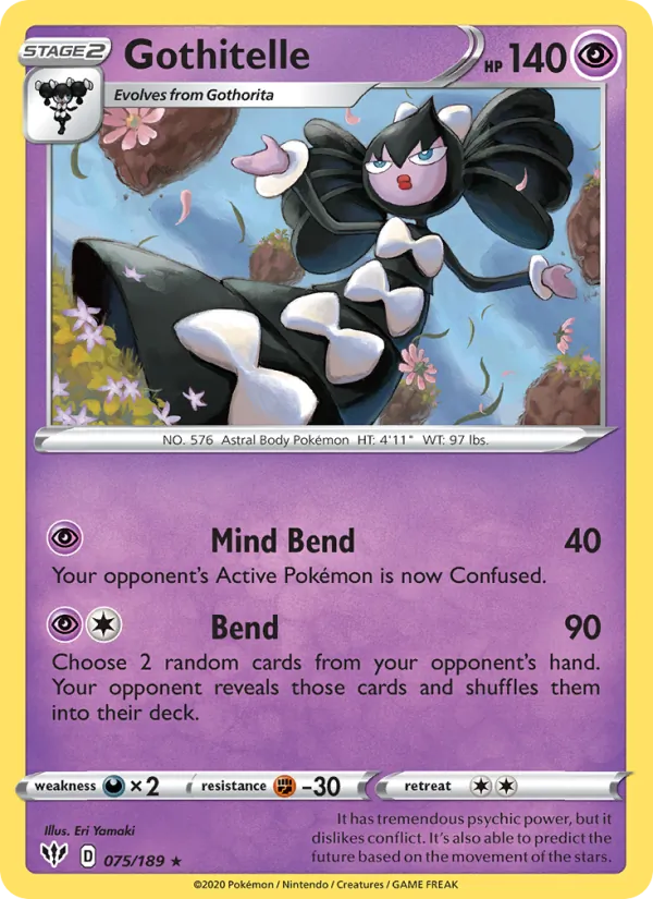 Gothitelle Reverse Holo 075/189 Darkness Ablaze Pokémon Card