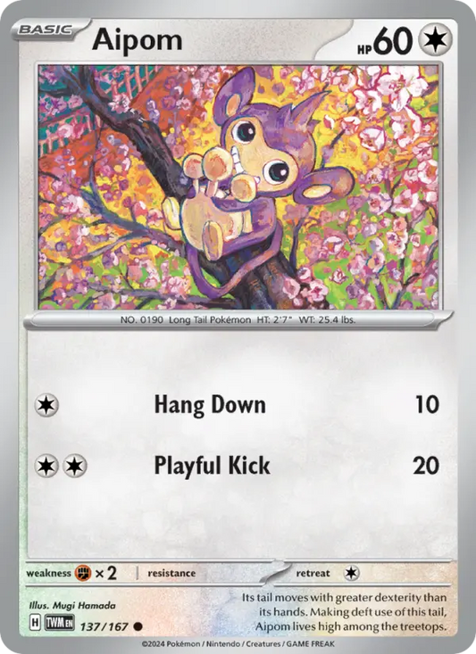 Aipom Reverse Holo 137/167 Twilight Masquerade Pokémon Card