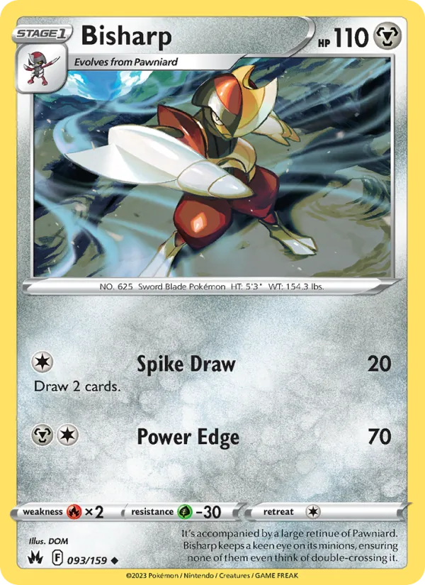 Bisharp Reverse Holo 093/159 Crown Zenith Pokémon Card