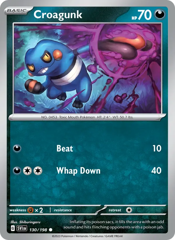 Croagunk Non-Foil 130/198 Scarlet & Violet Pokémon Card