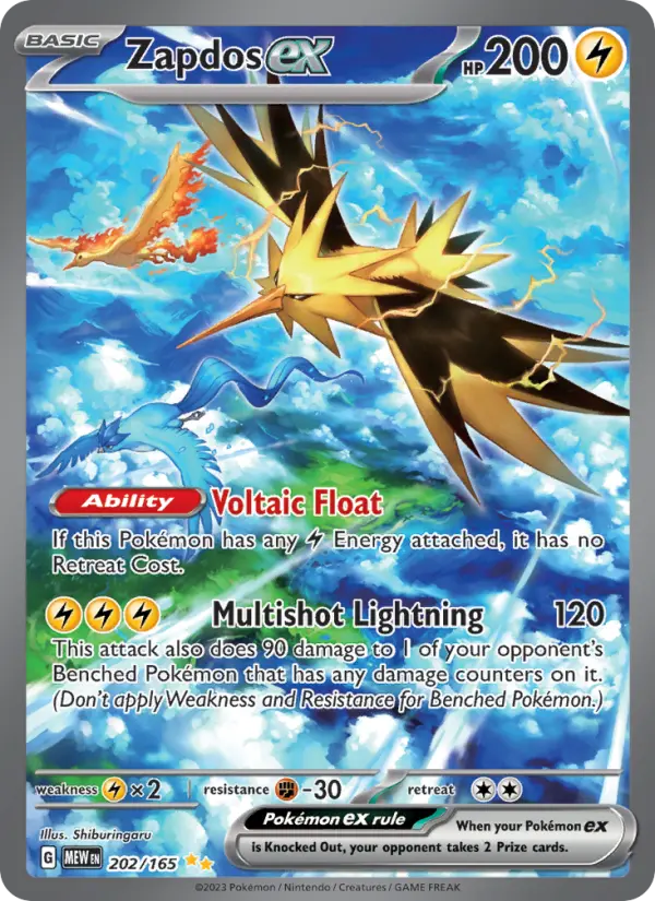 Zapdos ex Holo 202/165 151 Pokémon Card