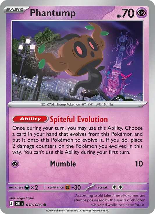 Phantump Normal 038/86 Chaos Rising Pokémon Card