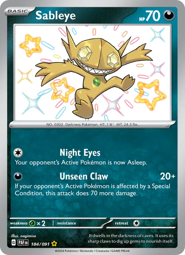 Sableye Holo 184/91 Paldean Fates Pokémon Card