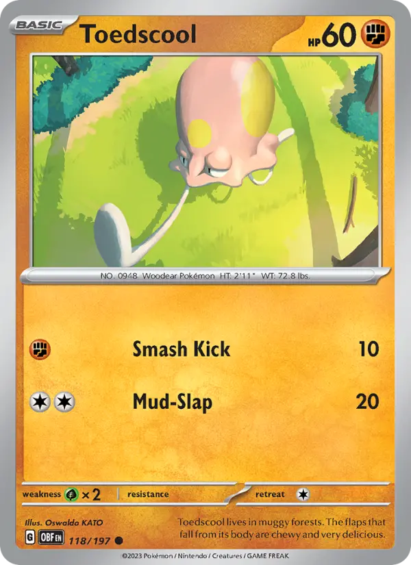 Toedscool Reverse Holo 118/197 Obsidian Flames Pokémon Card