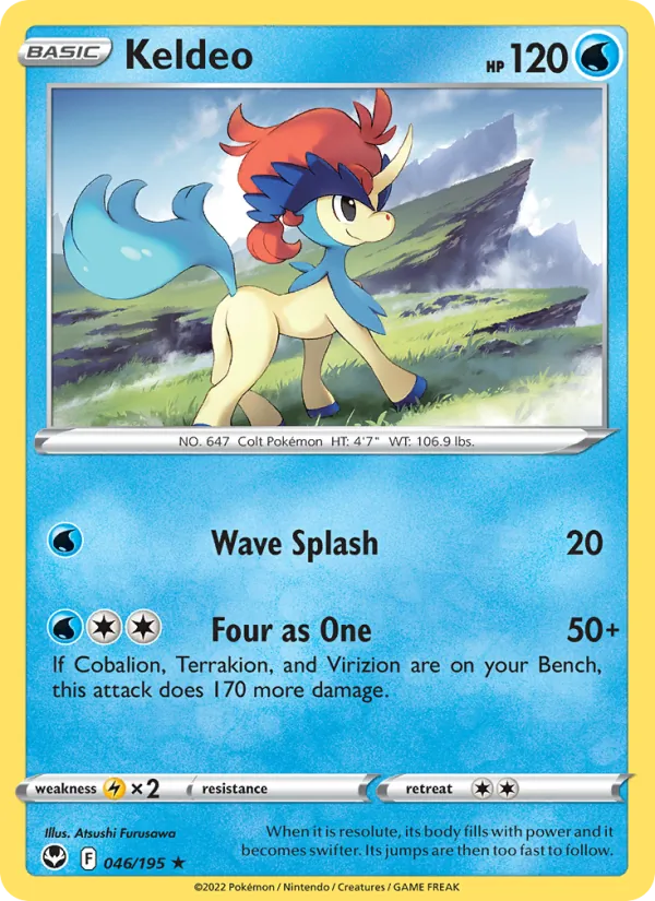 Keldeo Reverse Holo 046/195 Silver Tempest Pokémon Card
