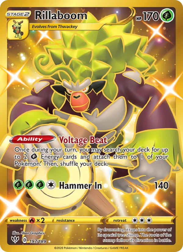 Rillaboom Holo 197/189 Darkness Ablaze Pokémon Card