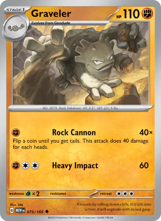 Graveler Normal 075/165 151 Pokémon Card