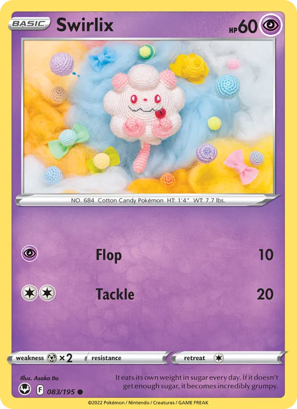 Swirlix Reverse Holo 083/195 Silver Tempest Pokémon Card