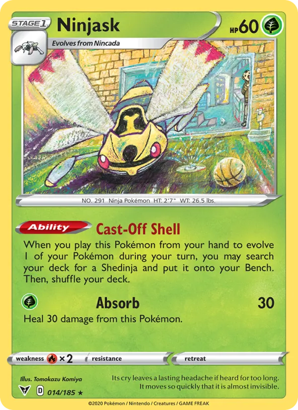 Ninjask Reverse Holo 014/185 Vivid Voltage Pokémon Card